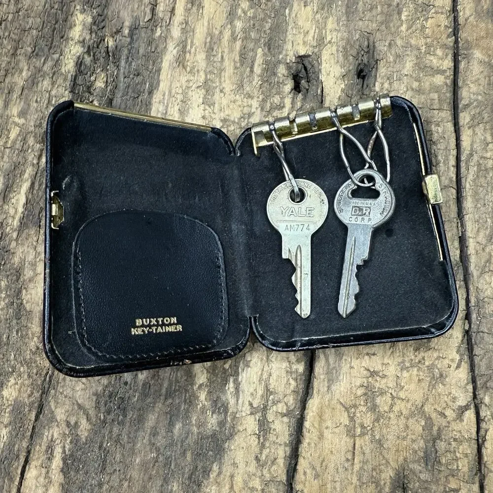 Vintage 1950s Buxton Leather Key Case W/GM Key Automobilia Gift